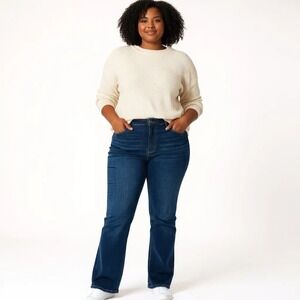 NWT Universal Thread Dark Blue High Rise Flare Comfort Stretch Jeans 16 Short